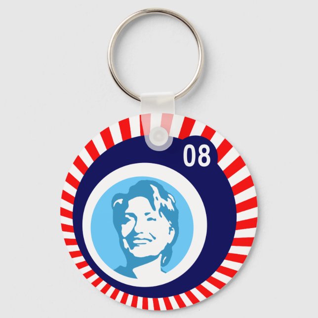 hillary clinton : blue bubbles & red rays : key ring (Front)