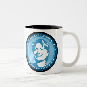 hillary clinton : blue rays : Two-Tone coffee mug