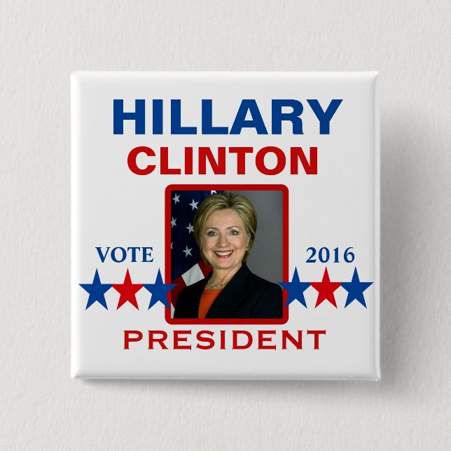 Hillary Clinton for President 2016 15 Cm Square Badge (Front)