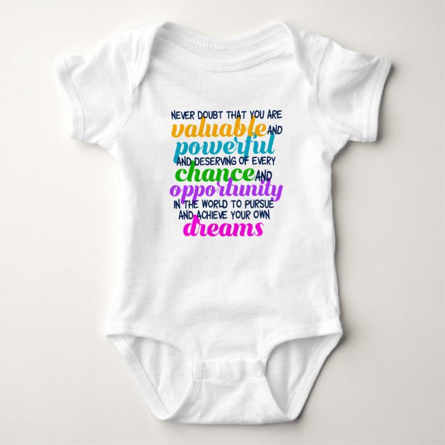 Hillary Clinton Inspirational Dreams Quote Baby Bodysuit (Front)