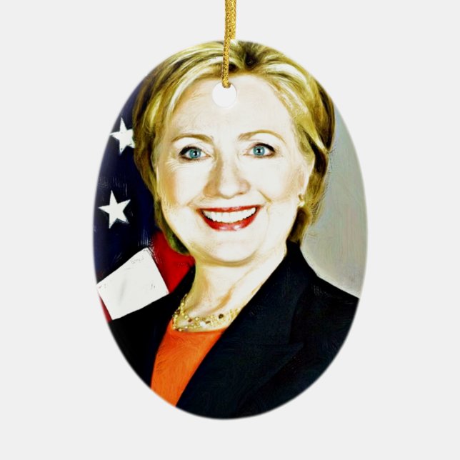 Hillary Clinton-President of USA_ Ceramic Tree Decoration (Front)
