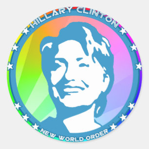 hillary clinton. rainbow. classic round sticker