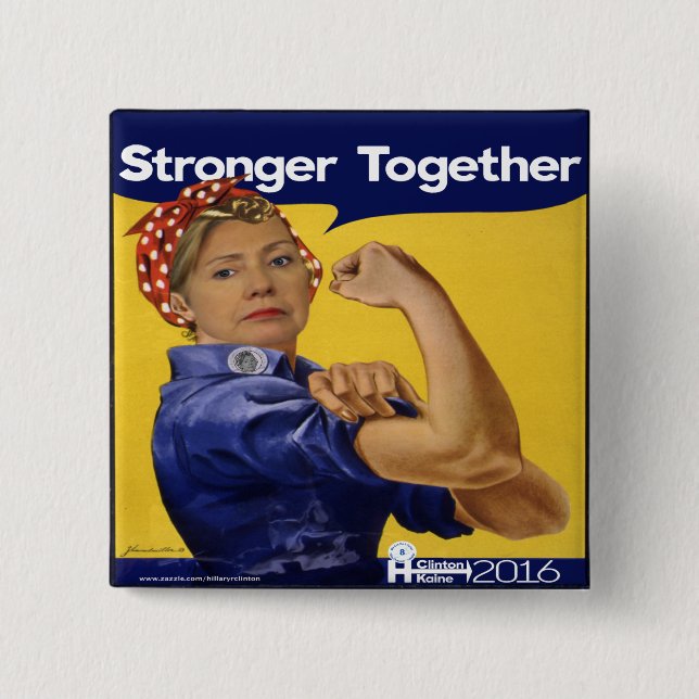 Hillary Clinton Stronger Together 15 Cm Square Badge (Front)