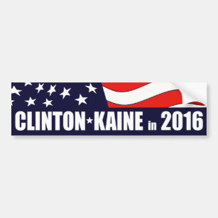 Hillary Clinton Tim Kaine 2016 American Flag Bumper Sticker