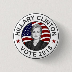 Hillary Clinton US Flag 3 Cm Round Badge