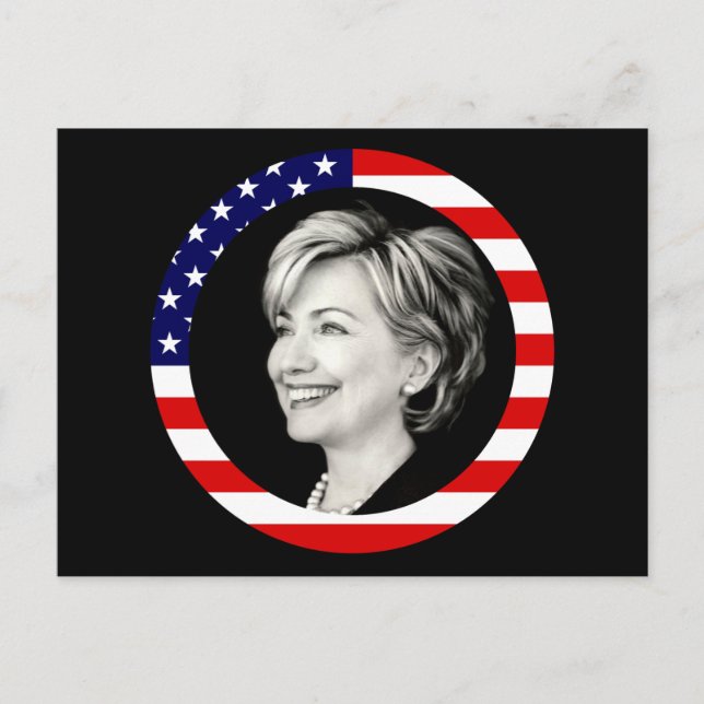 hillary clinton. us flag. picturesque. postcard (Front)