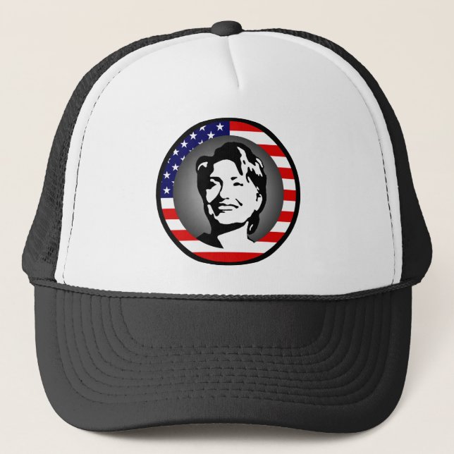 hillary clinton : us flag : trucker hat (Front)
