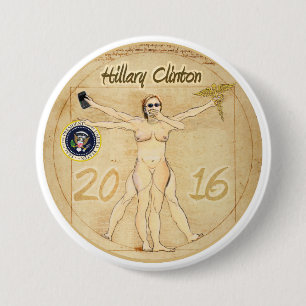 Hillary Clinton: Vitruvian Woman 7.5 Cm Round Badge