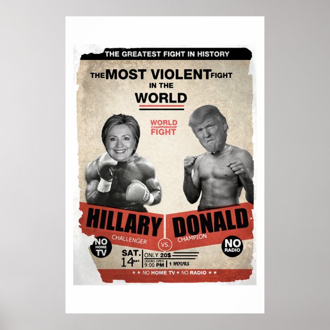 Hillary Clinton vs. Donald Trump 2016 Poster (Front)