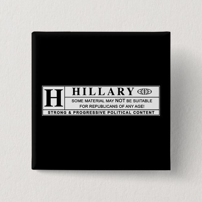 Hillary Clinton warning label 15 Cm Square Badge (Front)
