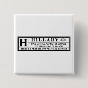 Hillary Clinton warning label 15 Cm Square Badge