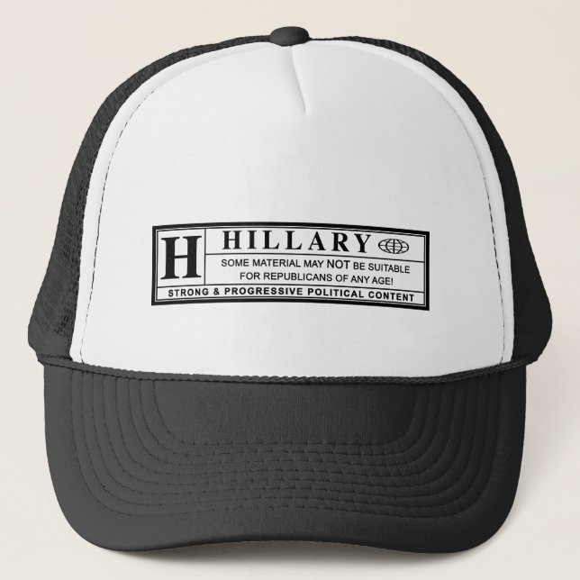 Hillary Clinton warning label Trucker Hat (Front)