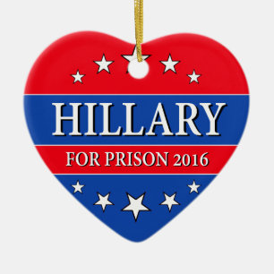 "HILLARY FOR PRISON 2016" CERAMIC TREE DECORATION