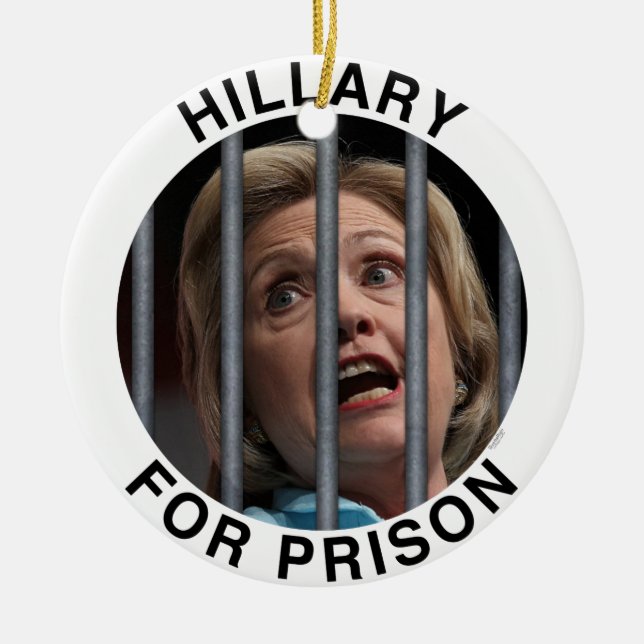 Hillary for Prison Ceramic Tree Decoration (Front)