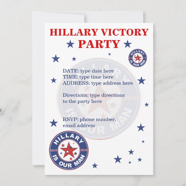 Hillary invitation Hillary victory party invite (Front)