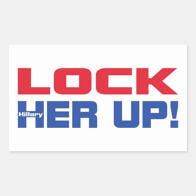 HILLARY LOCK HER UP RECTANGULAR STICKER (Front)