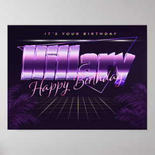 Hillary Name Vorname lila retro Poster Geburtstag