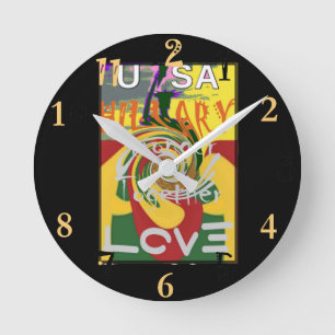 Hillary USA President Stronger Together red golden Round Clock