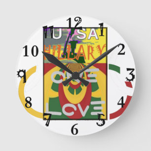Hillary USA Stronger Together Vote One Love For H Round Clock
