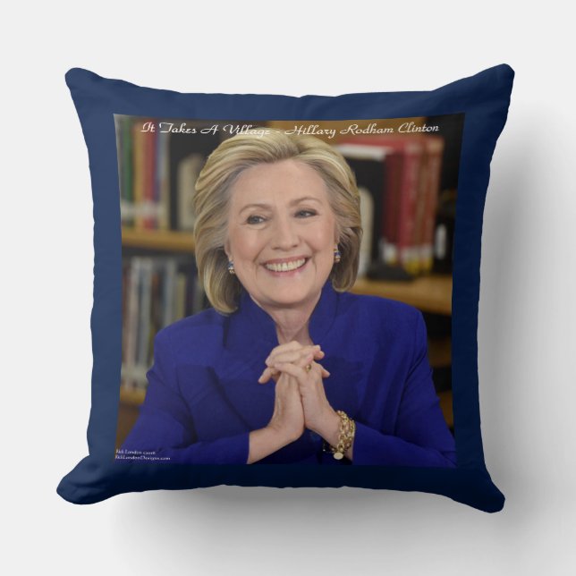 Hillary & Village Quote 20x20 Cotton Throw Pillow (Front)