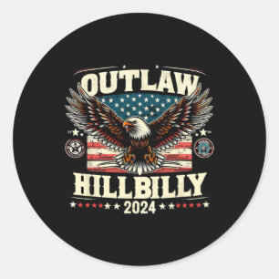 Hillbilly 2024 Us Election Day Retro Eagle Militar Classic Round Sticker