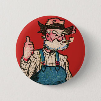 Hillbilly Farmer Thumbs-Up! 6 Cm Round Badge