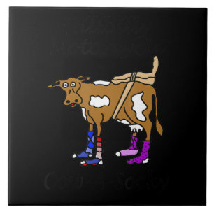 Hillbilly Motorcycle Funny Cow Gift For Bikers Ceramic Tile