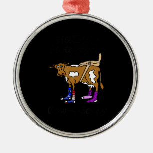 Hillbilly Motorcycle Funny Cow Gift For Bikers Metal Ornament