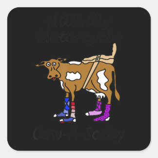 Hillbilly Motorcycle Funny Cow Gift For Bikers Square Sticker