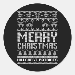 Hillcrest Patriots Logo Merry Christmas Ugly Sweat Classic Round Sticker