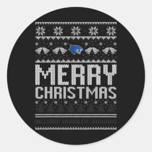 Hilliard Bradley Jaguars Logo Merry Christmas Ugly Classic Round Sticker