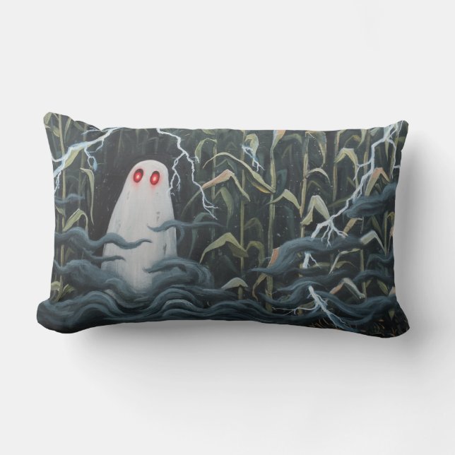 hilling Haunted Cornfield Ghost & Lightning Throw  Lumbar Cushion (Front)