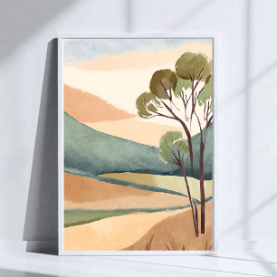 Hills of Beige Natural Landscape Painting Poster