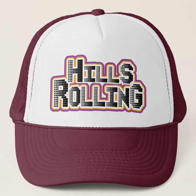 Hills Rolling Trucker Hat with tiny circles logo (Front)