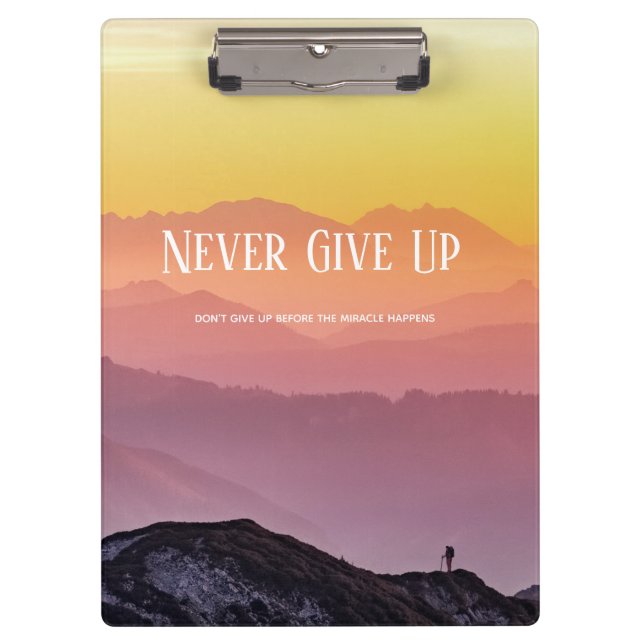 Hills Scenery Rainbow colours Motivation Quote Clipboard (Front)