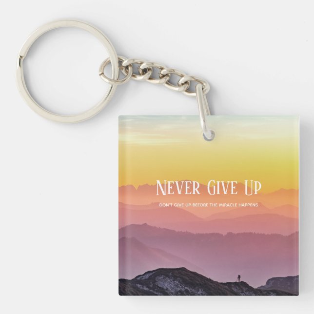 Hills Scenery Rainbow colours Motivation Quote Key Ring (Front)