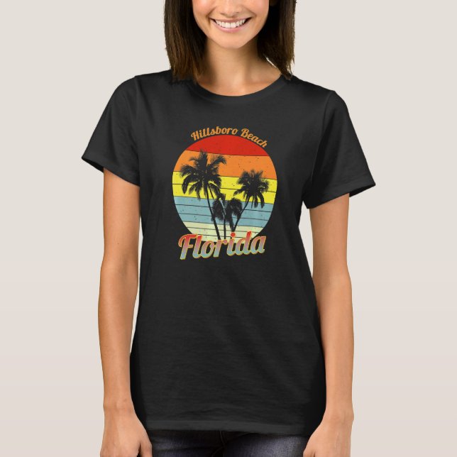 Hillsboro Beach Florida Retro Tropical Palm Trees  T-Shirt (Front)