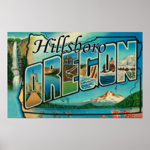 Hillsboro, Oregon - Large Letter Scenes Poster