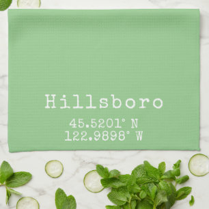Hillsboro Oregon Latitude Longitude   Tea Towel