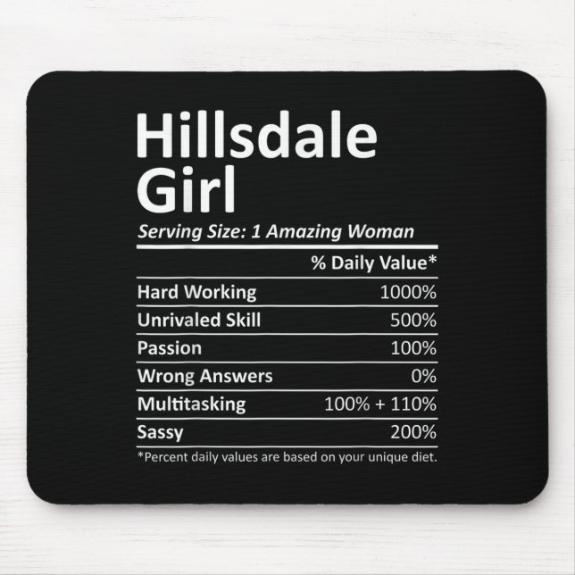 Hillsdale Girl Nj New Jersey Funny City Home Roots Mouse Pad (Front)