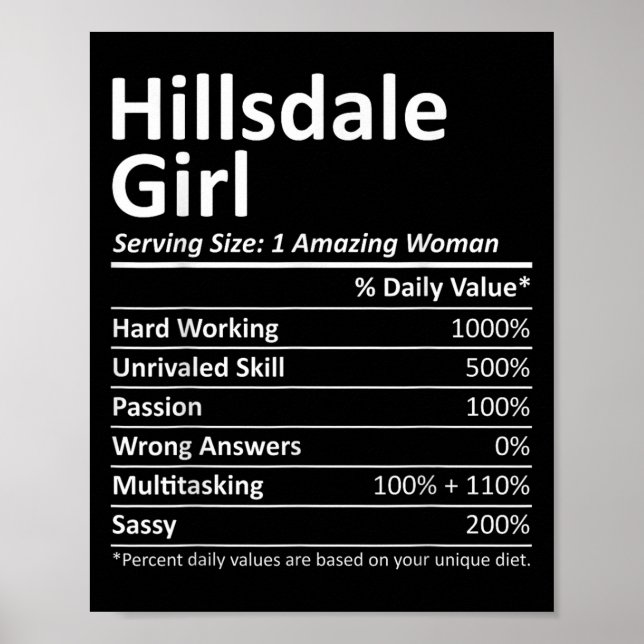 Hillsdale Girl Nj New Jersey Funny City Home Roots Poster (Front)