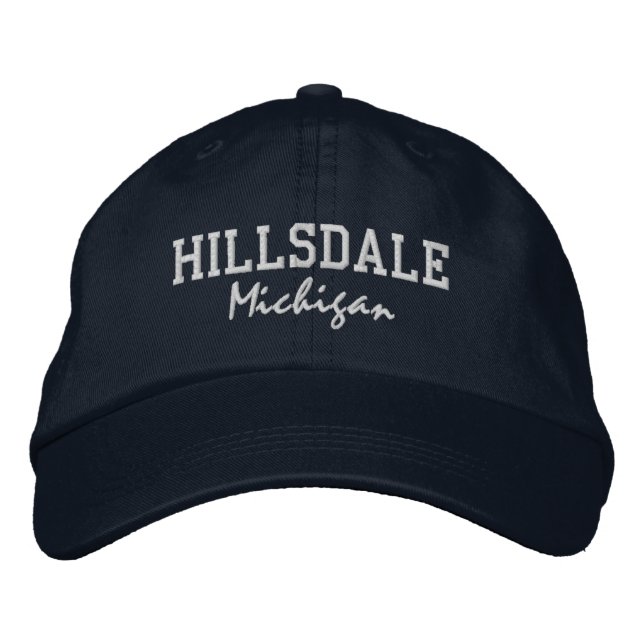 Hillsdale Michigan Embroidered Baseball Hat (Front)