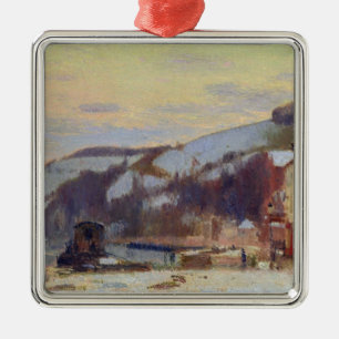 Hillside at Croisset under snow Metal Tree Decoration
