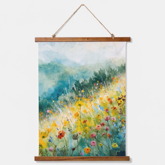 Hillside Flowers Sicily  Hanging Tapestry (Front)