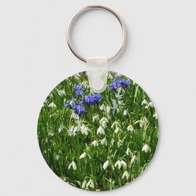 Hillside of Early Spring Flowers Landscape Key Ring (Front)