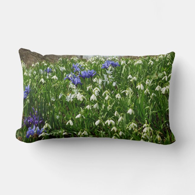Hillside of Early Spring Flowers Landscape Lumbar Cushion (Front)