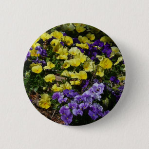 Hillside of Purple and Yellow Pansies 6 Cm Round Badge