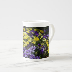 Hillside of Purple and Yellow Pansies Bone China Mug