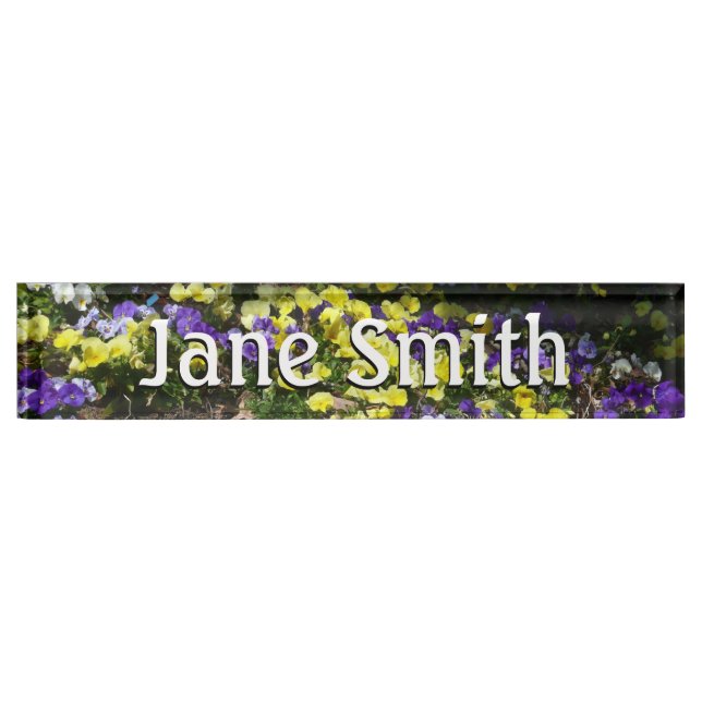 Hillside of Purple and Yellow Pansies Nameplate (Front)