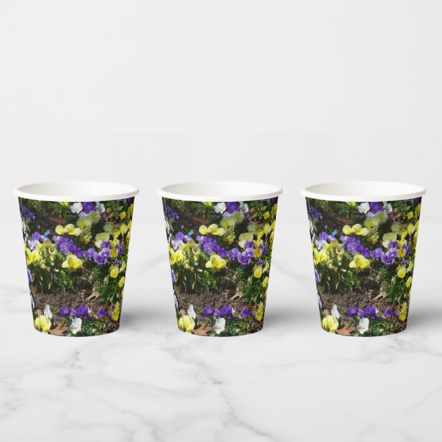 Hillside of Purple and Yellow Pansies Paper Cups (Multi)